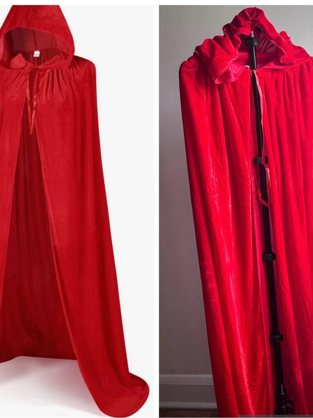 Red Velvet Hooded Cape - Classic Hooded Cloak